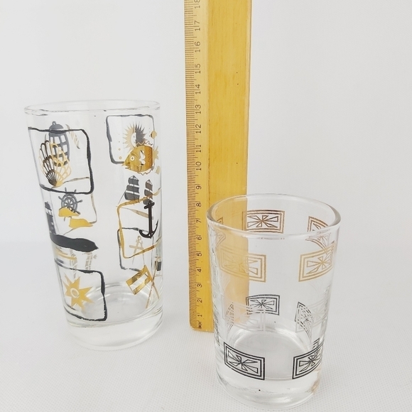 DOMINION vintage drinking glasses Gold and Black lot of 2 - Picture 9 of 9